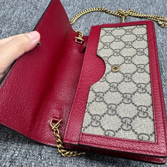 GUCCI Queen Margaret Brown&Red Canvas Shoulder Bag 685-071125 - Picture 12 of 13